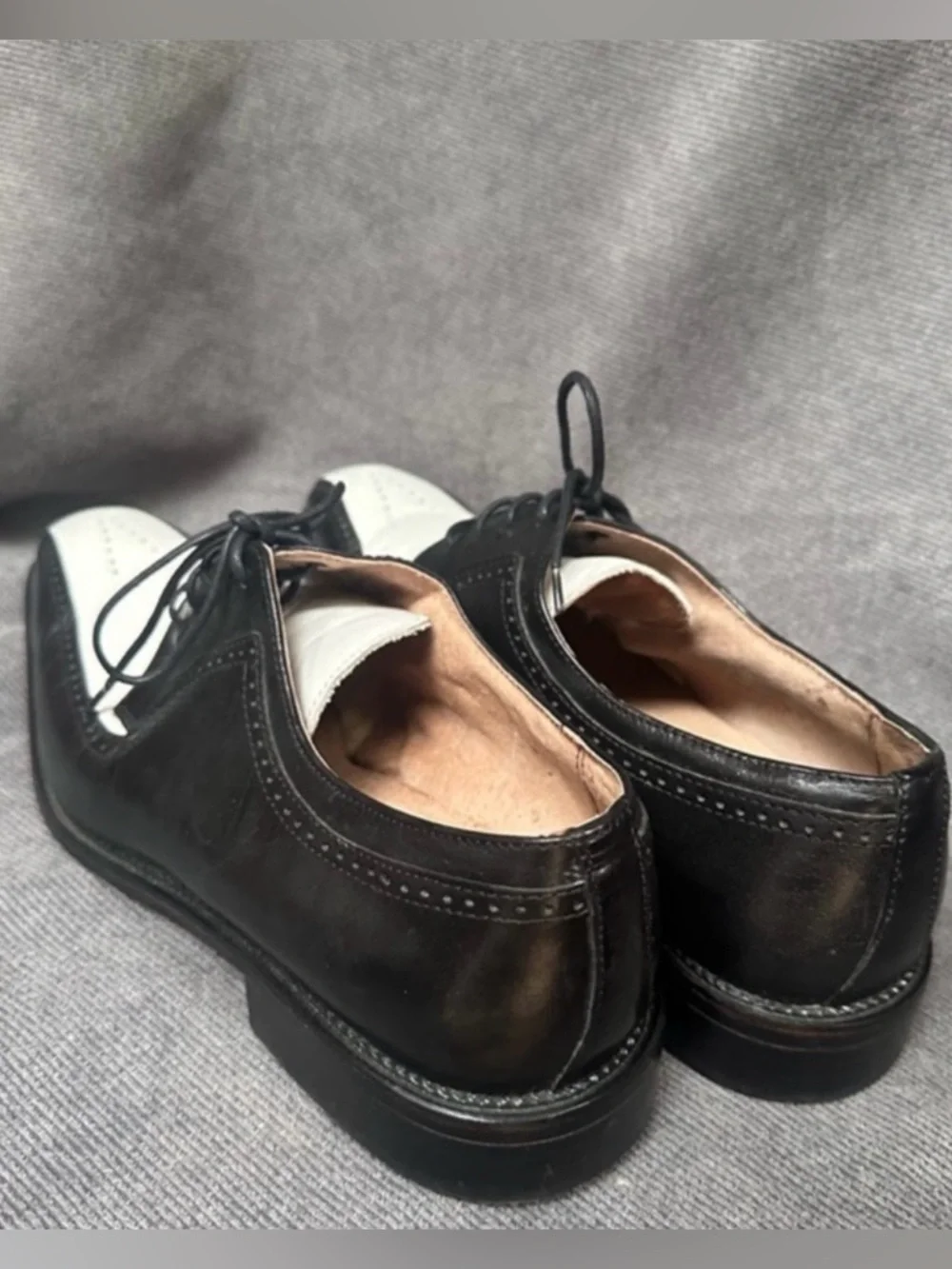 Pointed toe Black white dress shoes leather Stacy Adams men’s 9.5